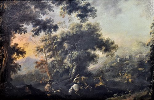 Deer hunting in forest landscape